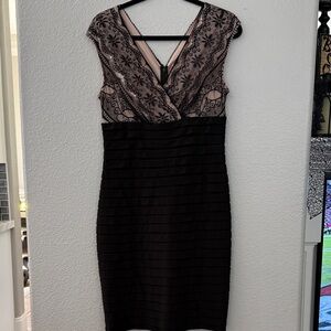 Elegant Black and Pink Lace Dress